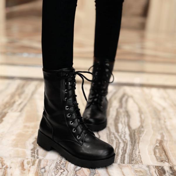 Short black lace up boots clearance