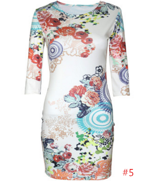 2017 Fashion Sexy Print Half Sleeve Pencil Dress on Luulla