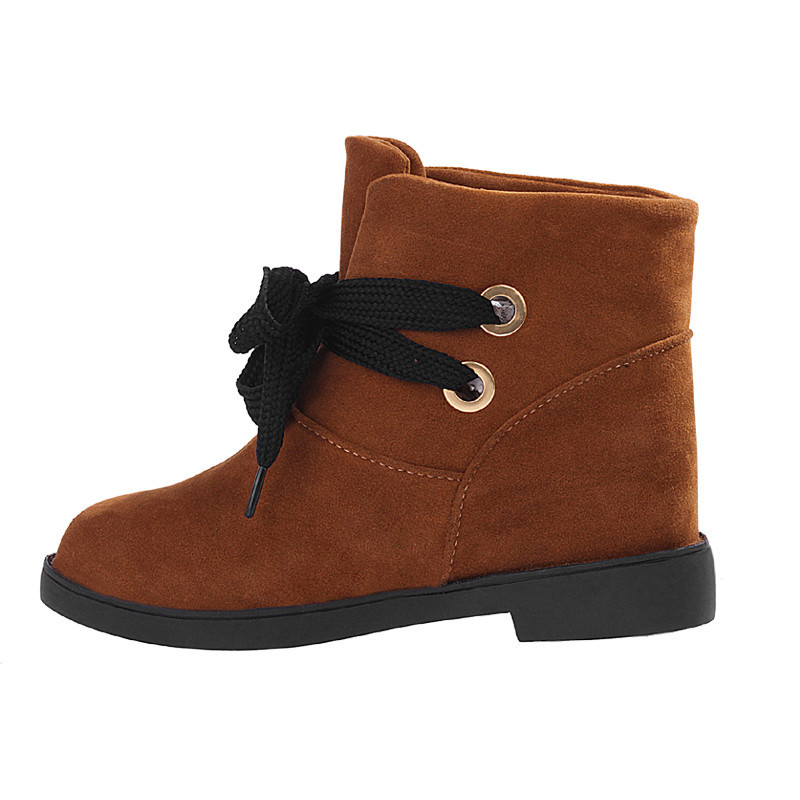 Suede Chunky Heel Pure Color Round Toe Short Boots on Luulla