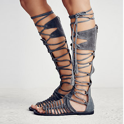 Straps Hollow Out Tassels Flat Gladiator Sandals on Luulla