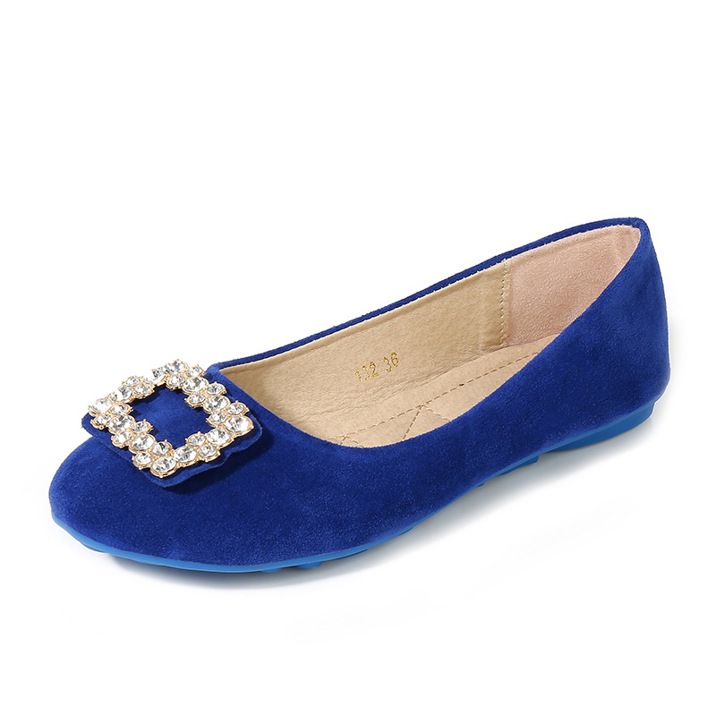 Diamond Button Flat Shoes-Blue on Luulla