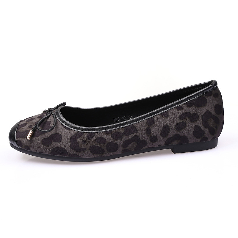 Leopard Print Bow Embellished Flats