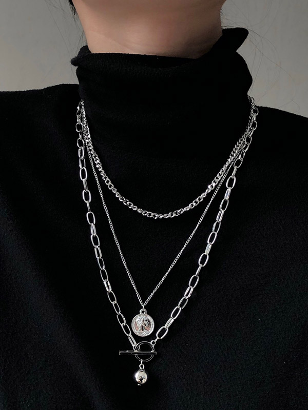 Three Pieces Geometry Splitjoint Necklace Set on Luulla