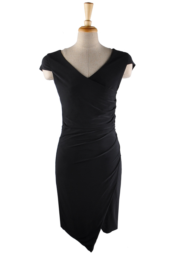 Women's Slim Irregular V Neck Cocktail Formal Dress Black on Luulla