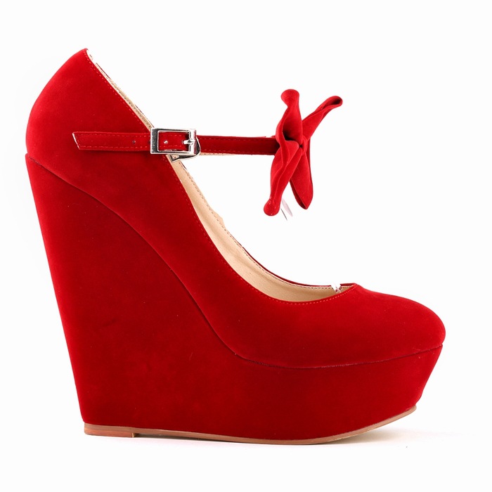 Thick Bottom Suede Club Bowknot Wedges Heels Shoes on Luulla