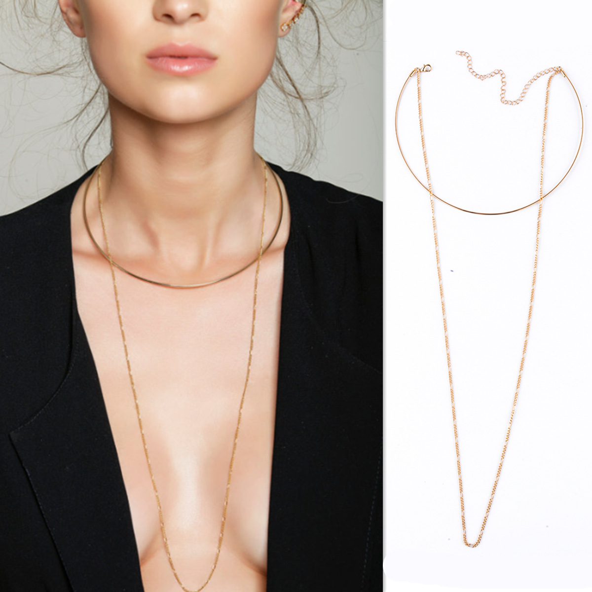 Metal Loops Open Collar Necklace on Luulla