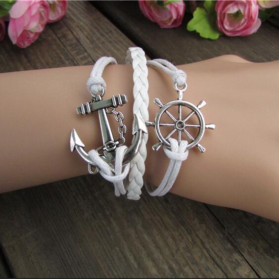 Bright Anchor Hand-made Leather Bracelet on Luulla