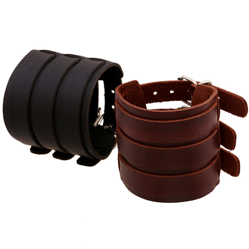 Personality Belt Buckle Wide Leather Bracelet on Luulla