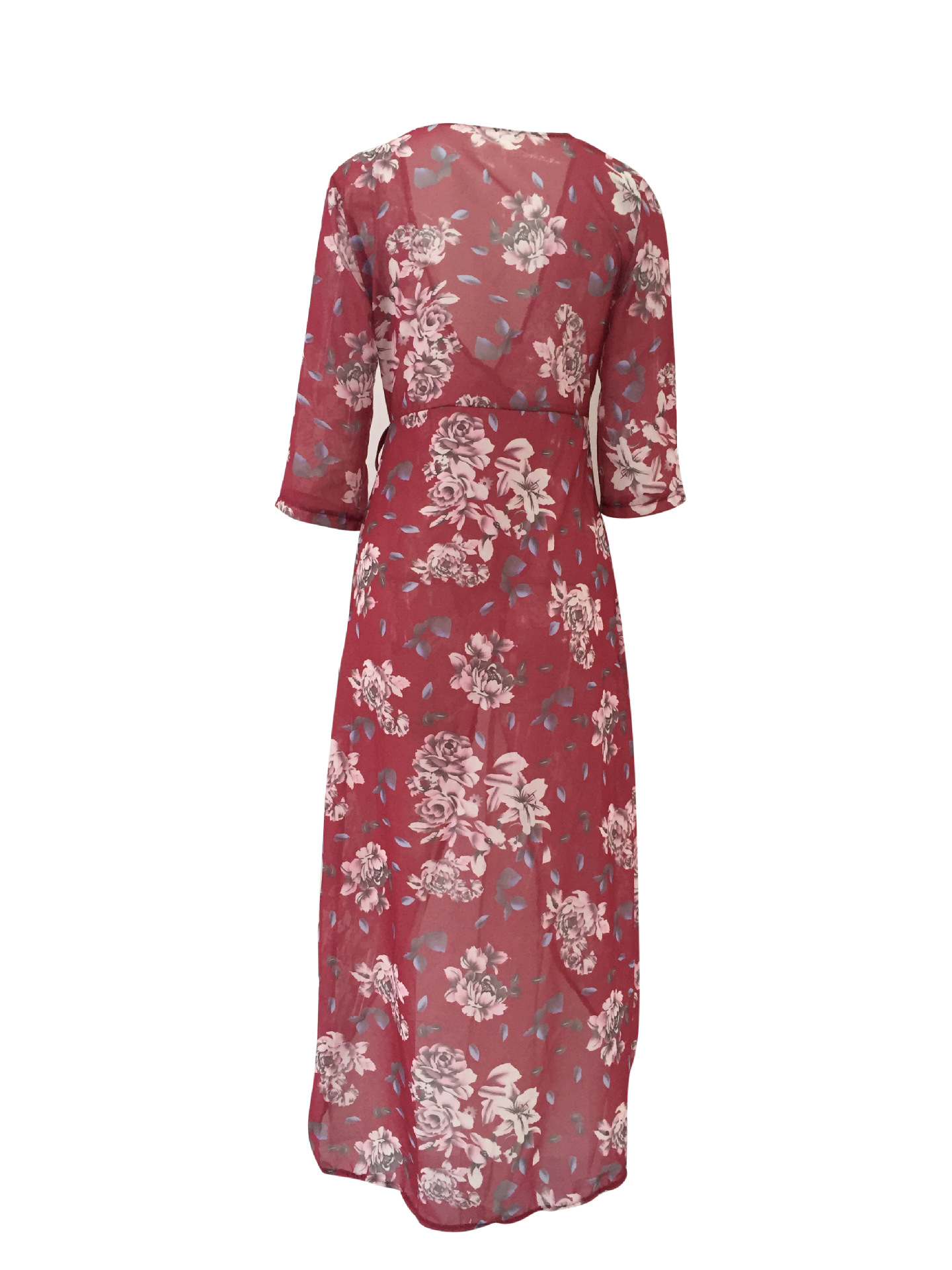 Kimono Wrap Dress - Cherry Red
