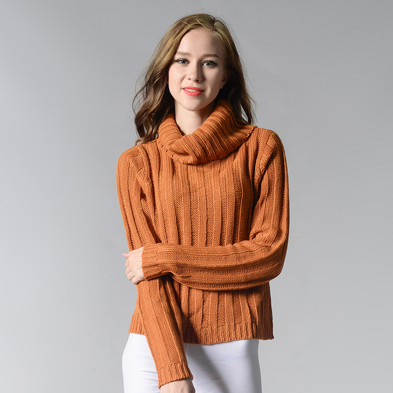 Pure Color High Collar Knitting Sweater on Luulla