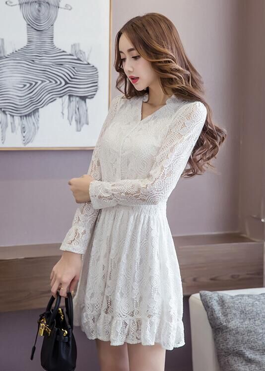 2017 Fashion Lace Long Sleeve Dress on Luulla